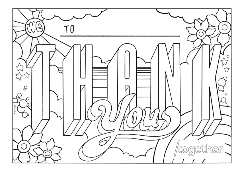'Thank you' template with sun and flowers